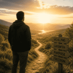 Man looking out to bright future